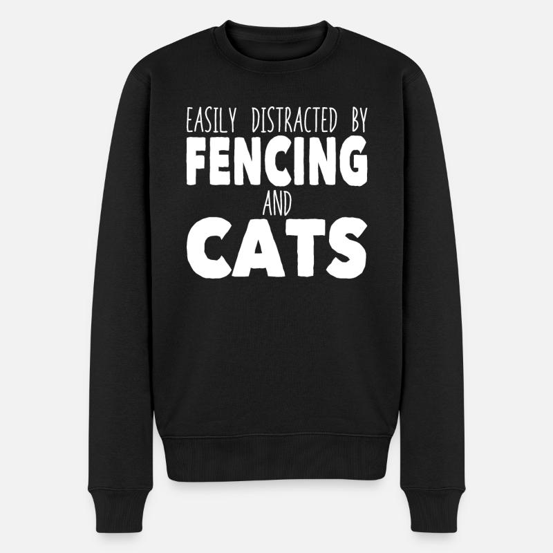 Fechten Katzen - Männer Premium Bio Pullover - Schwarz