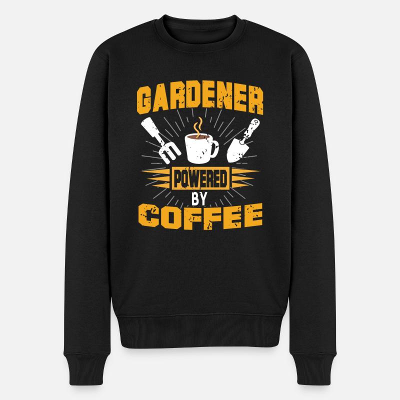 Gardener Powered By Coffee Vintage T-Shirt Present - Männer Premium Bio Pullover - Schwarz