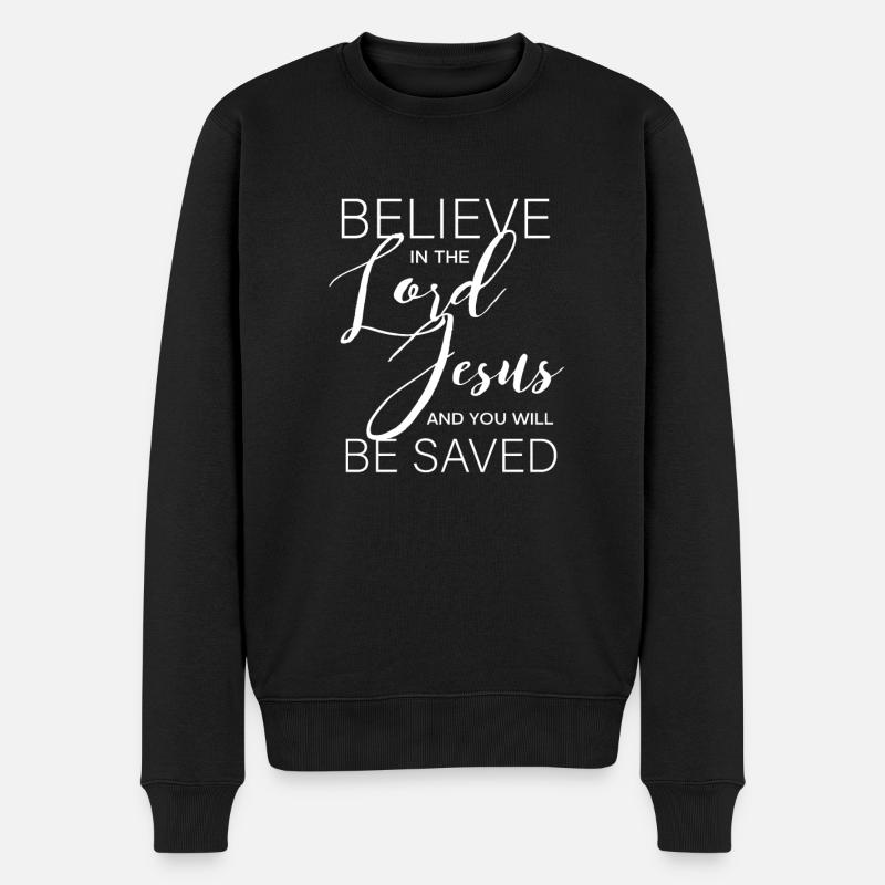Glaube an den Herrn Jesus - Männer Premium Bio Pullover - Schwarz