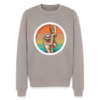 Süßes Retro Vintage Faultier - Männer Premium Bio Pullover - Taupe - Vorne - Nico (187cm)