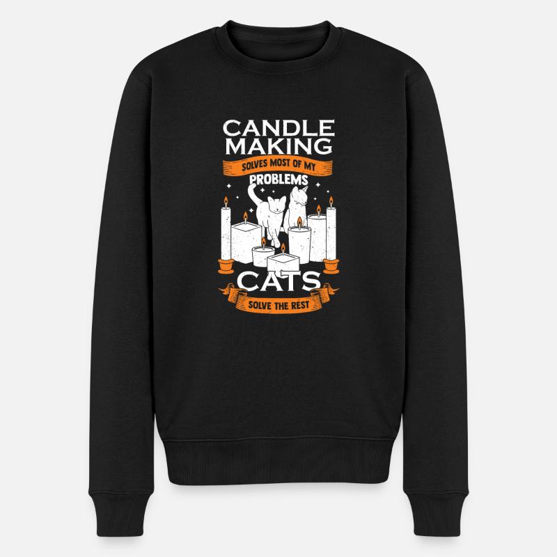 Candle Making Candle Cat Gift - Men's Premium Organic Jumper - black