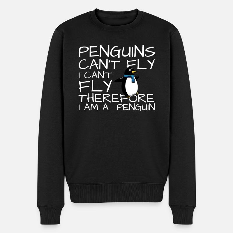 Fliegender Pinguin - Männer Premium Bio Pullover - Schwarz