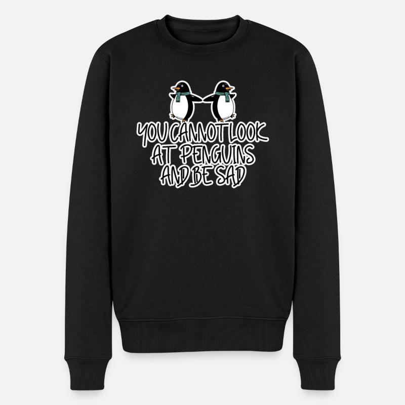 Traurige Pinguine - Männer Premium Bio Pullover - Schwarz