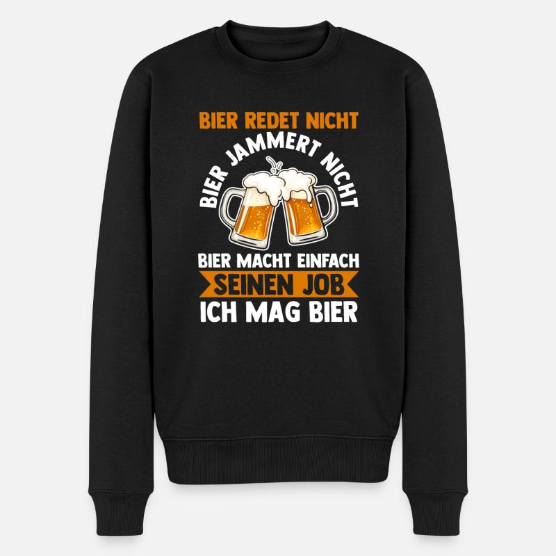 Saufspruch Bier - Männer Premium Bio Pullover - Schwarz