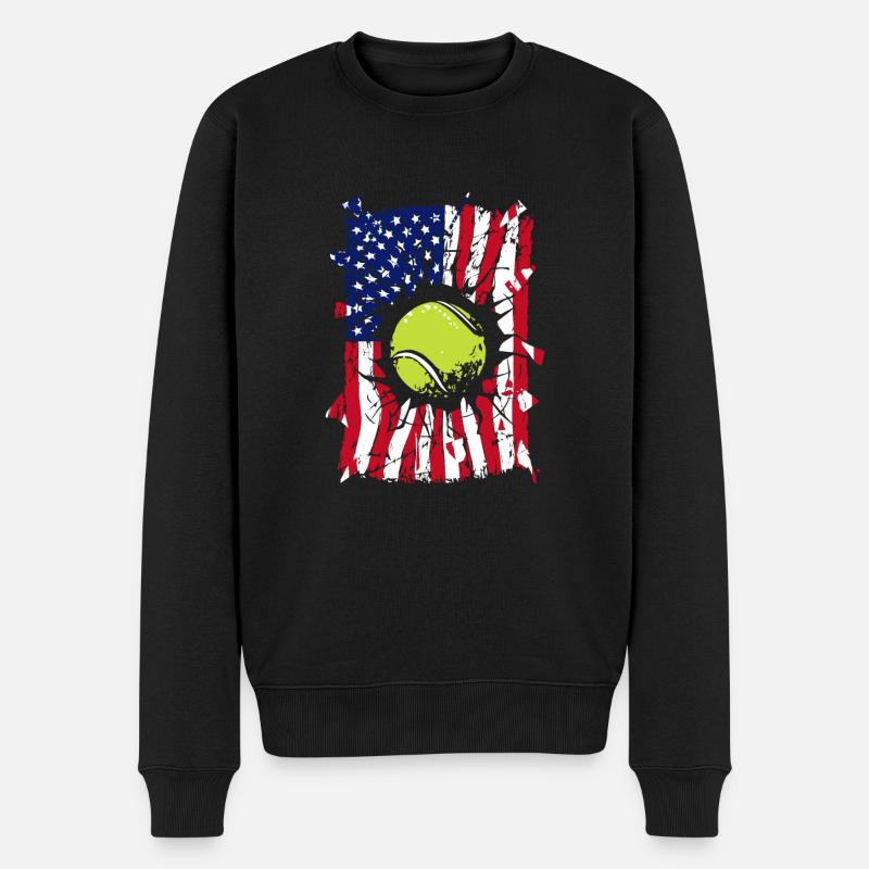 Tennis USA Drapeau - Pull Premium bio Homme - noir