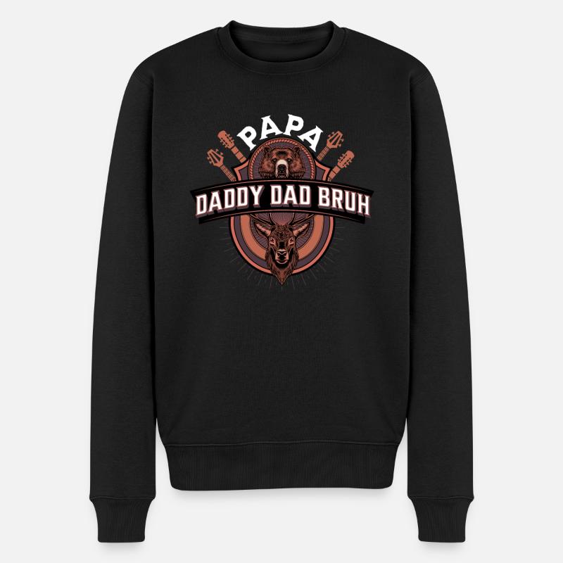 Papa Daddy Dad Bruh - Männer Premium Bio Pullover - Schwarz