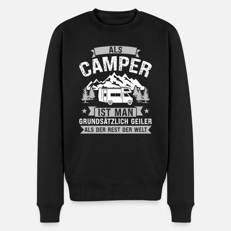 Campen camper Wanderung Geschenk - Männer Premium Bio Pullover - Schwarz