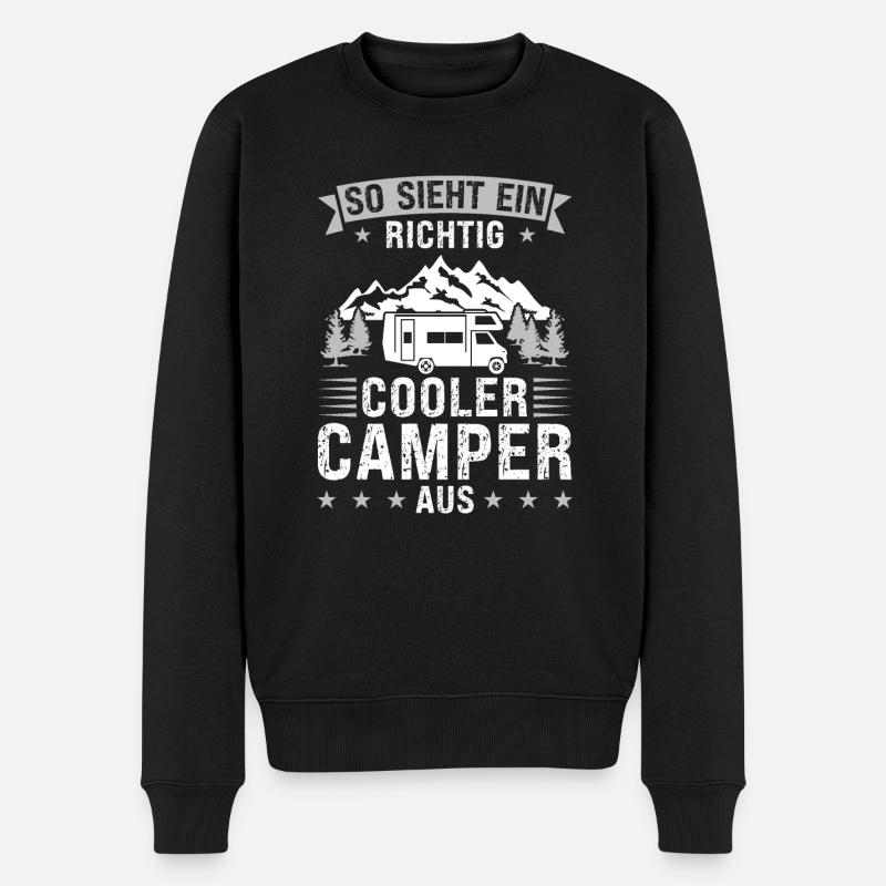 Campen camper Wanderung Geschenk - Männer Premium Bio Pullover - Schwarz