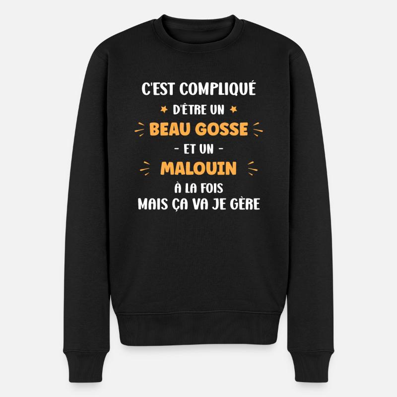 Compliqué beau gosse et Malouin - Pull Premium bio Homme - noir