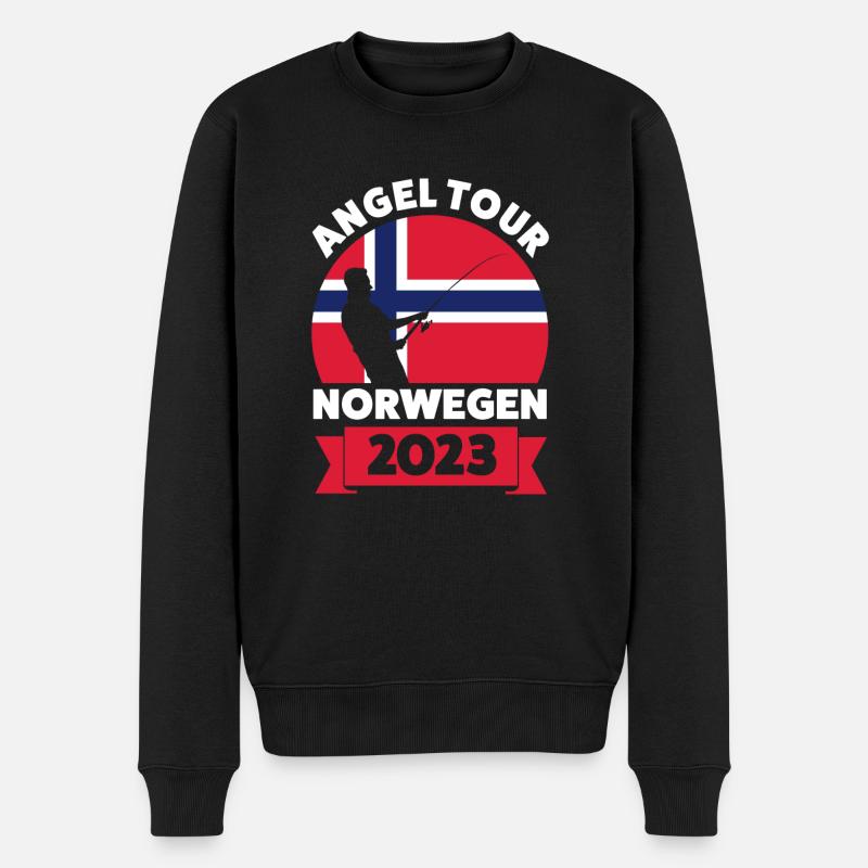Angler Norwegisch Angeln Norwegen Geschenk - Männer Premium Bio Pullover - Schwarz