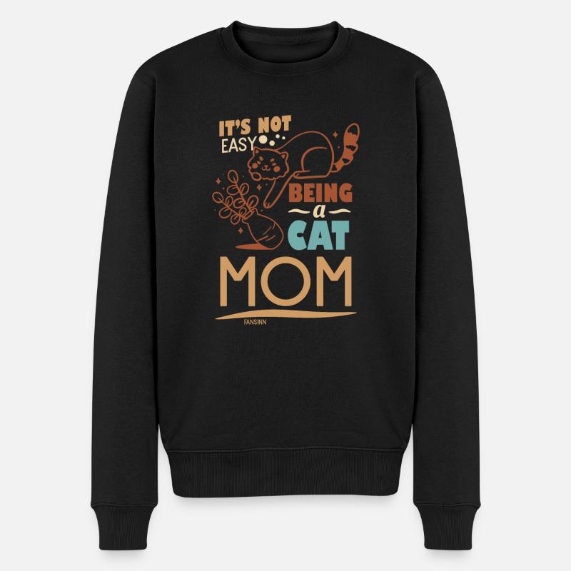 Katzenmama - Männer Premium Bio Pullover - Schwarz