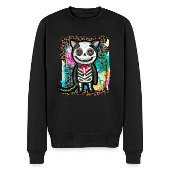 Halloween Zombie Squelette Chat Tie Dye - Pull Premium bio Homme - noir - Devant - Nico (187cm)