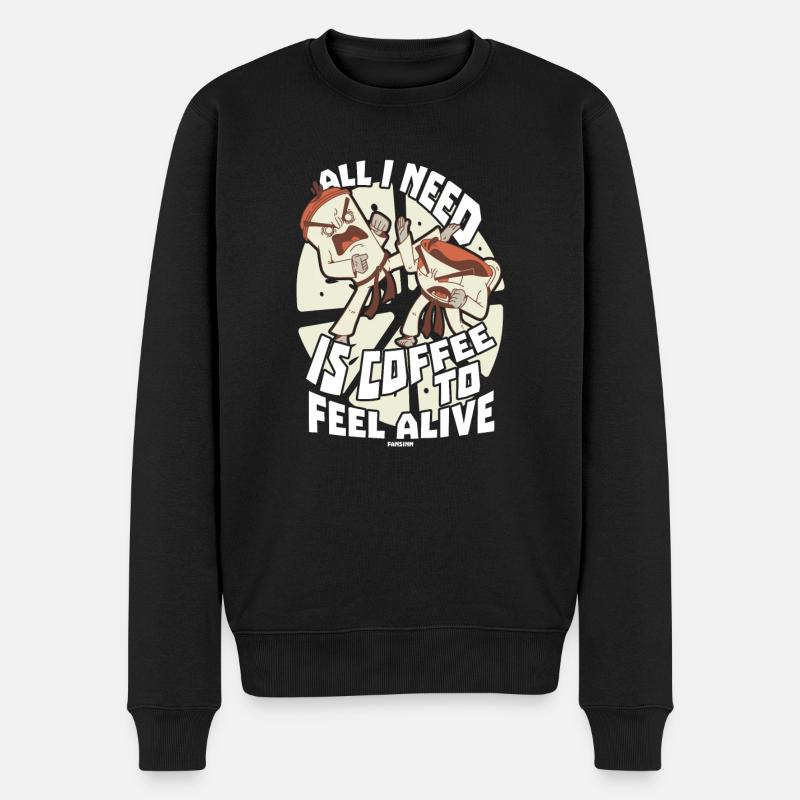 Kaffee - Männer Premium Bio Pullover - Schwarz