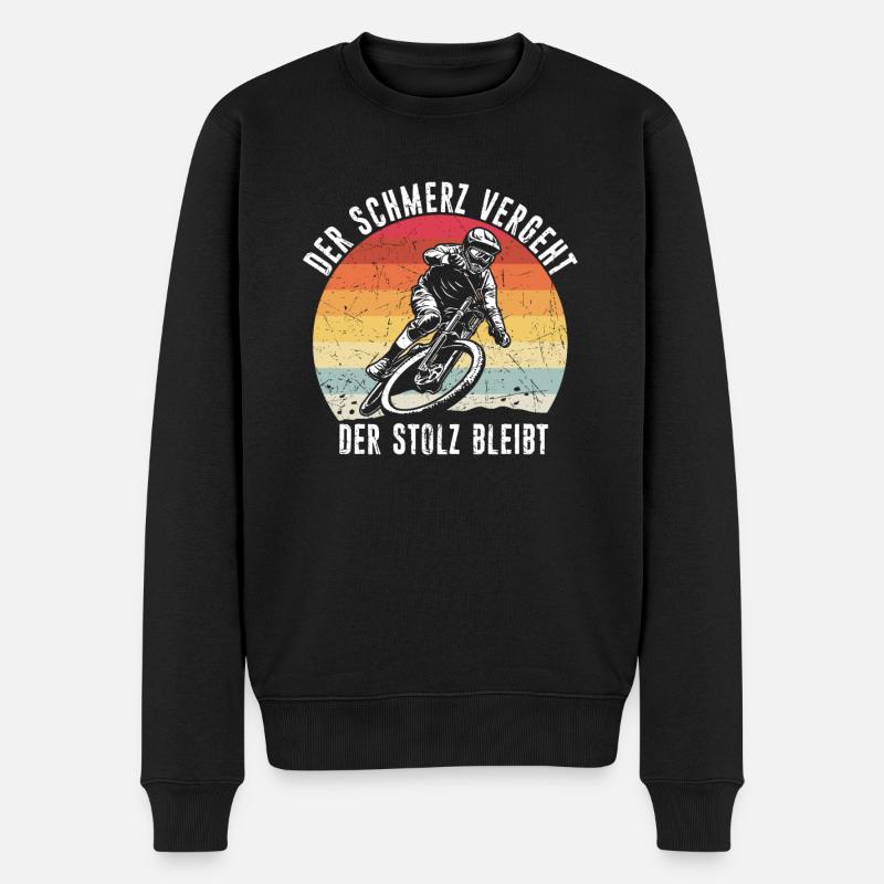 Mountainbike MTB Schmerz vergeht Stolz bleibt! MTB - Männer Premium Bio Pullover - Schwarz