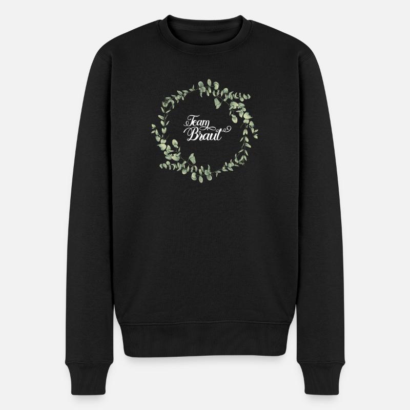 Team Braut I Blumenkranz Hochzeit Boho Stil - Männer Premium Bio Pullover - Schwarz