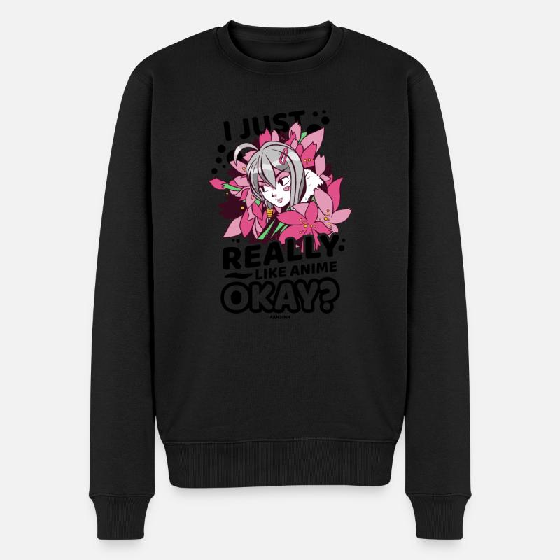 I Love Anime - Männer Premium Bio Pullover - Schwarz