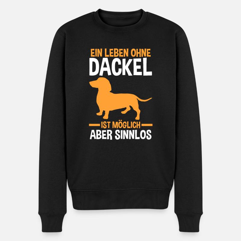 Dackel Hund Dackelbesitzer Geschenk - Männer Premium Bio Pullover - Schwarz
