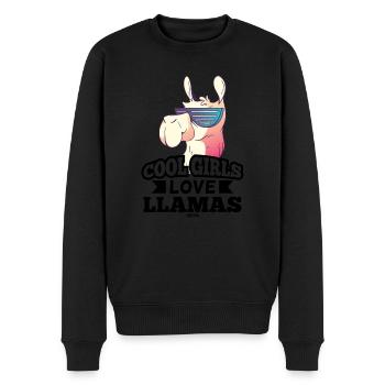 cooles Lama Baby Mädchen Kind - Männer Premium Bio Pullover - Schwarz - Vorne - Nico (187cm)