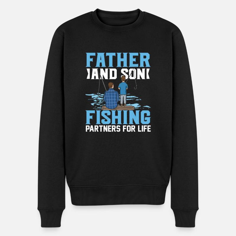 Father And Son Fishing Partners For Life Dad Angl - Männer Premium Bio Pullover - Schwarz