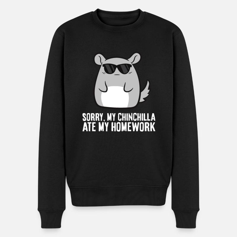Sorry, mein Chinchilla hat meine Hausaufgaben - Männer Premium Bio Pullover - Schwarz