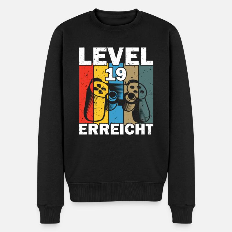 Level 19 Erreicht Gamer - Männer Premium Bio Pullover - Schwarz