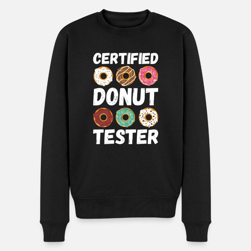 Certified Donut Tester - Lustiger Donut - Männer Premium Bio Pullover - Schwarz