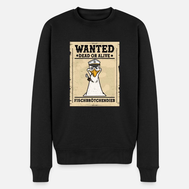Fischbrötchen Möwe Norddeutsch - Männer Premium Bio Pullover - Schwarz