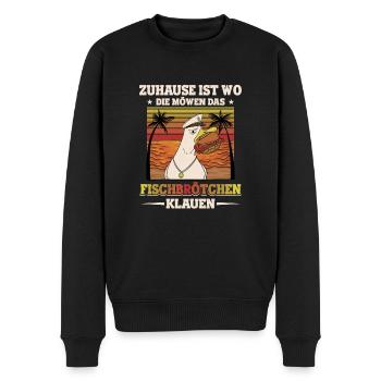 Fischbrötchen Möwe Norddeutsch - Männer Premium Bio Pullover - Schwarz - Vorne - Nico (187cm)