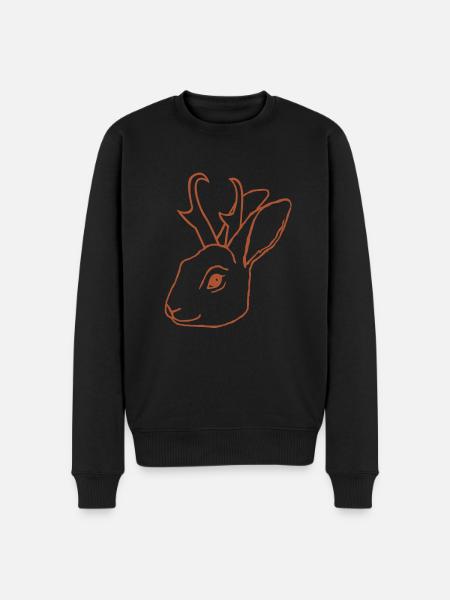 Jackalope Head Jack Rabbit - Männer Premium Bio Pullover - Schwarz