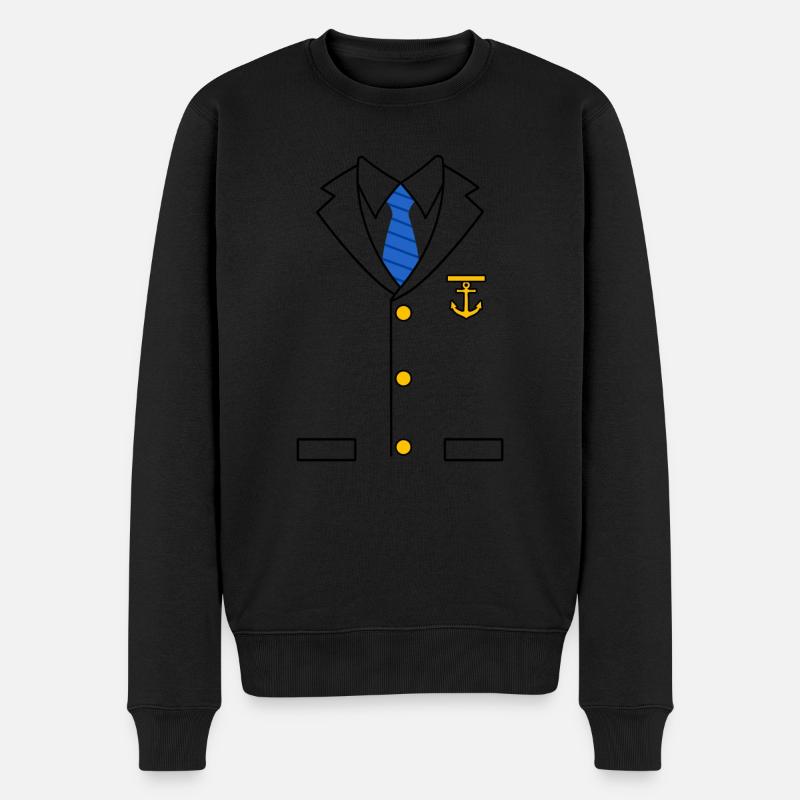 Yacht Captain Costume - Männer Premium Bio Pullover - Schwarz