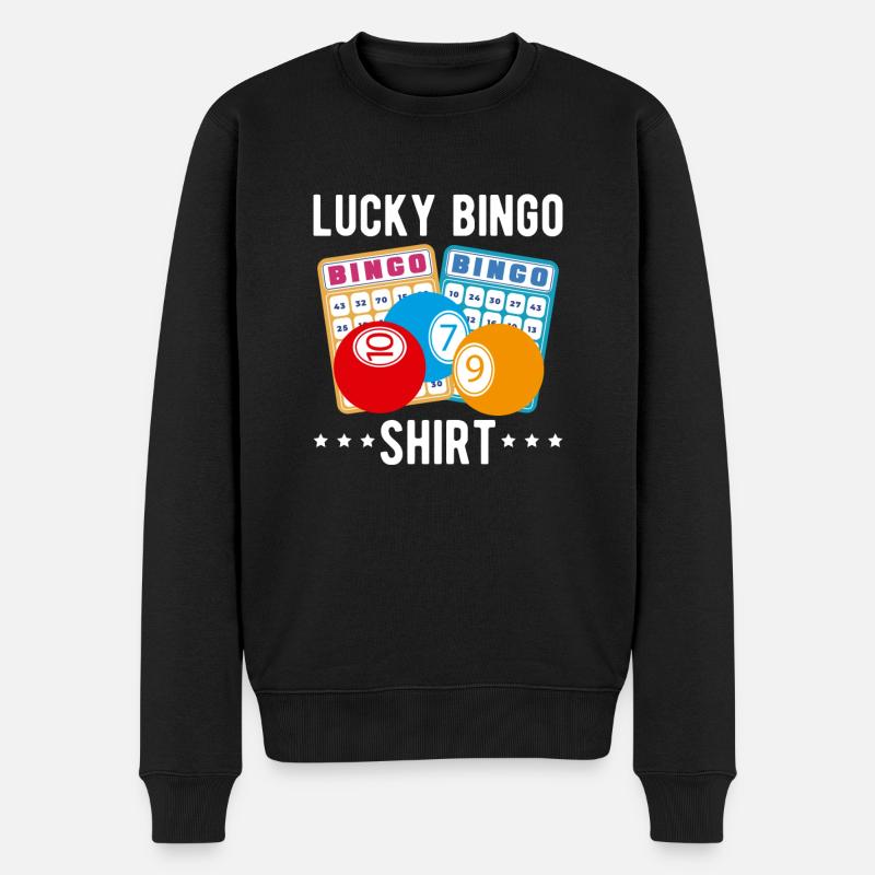 Lucky Bingo Shirt Geschenk - Männer Premium Bio Pullover - Schwarz