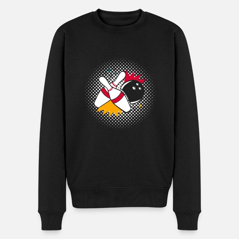 Cool Vintage Pin Bowling Designs T-Shirt - Männer Premium Bio Pullover - Schwarz