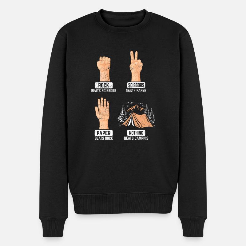 Rock Paper Scissors Nothing Beats Camping Funny Ca - Männer Premium Bio Pullover - Schwarz