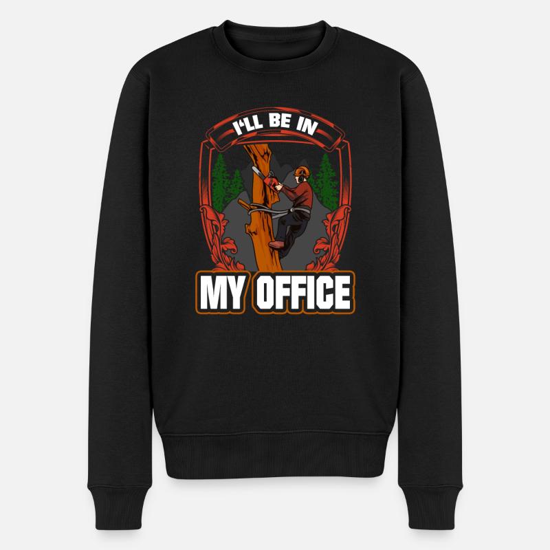 Tronçonneuse Je serai dans mon bureau Bûcheron - Pull Premium bio Homme - noir