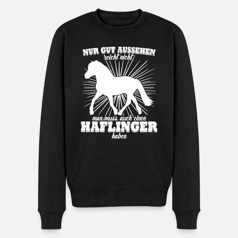 Haflinger Pferd Haflingers - Männer Premium Bio Pullover - Schwarz