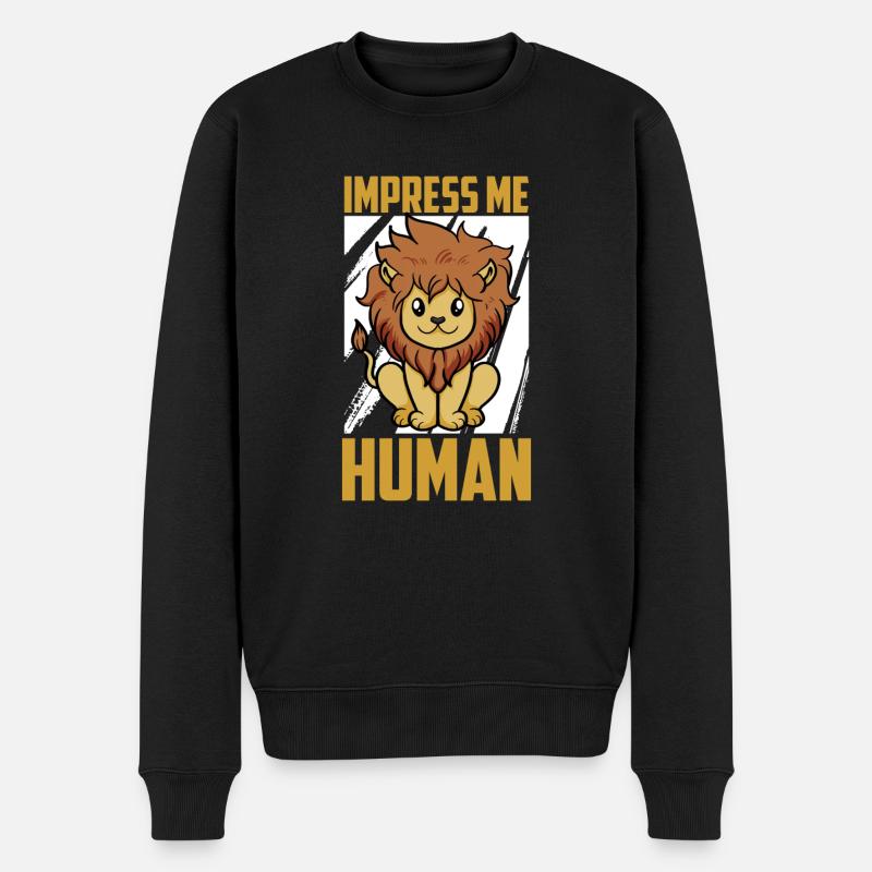 Löwe - Männer Premium Bio Pullover - Schwarz