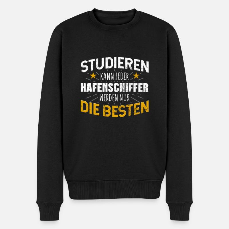 Hafenschiffer Studiere kann jeder - Männer Premium Bio Pullover - Schwarz
