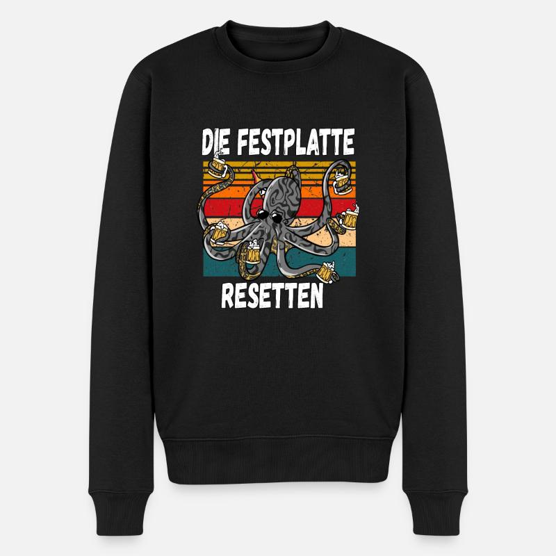 Die Festplatte Resetten witziger Trinkspruch - Männer Premium Bio Pullover - Schwarz