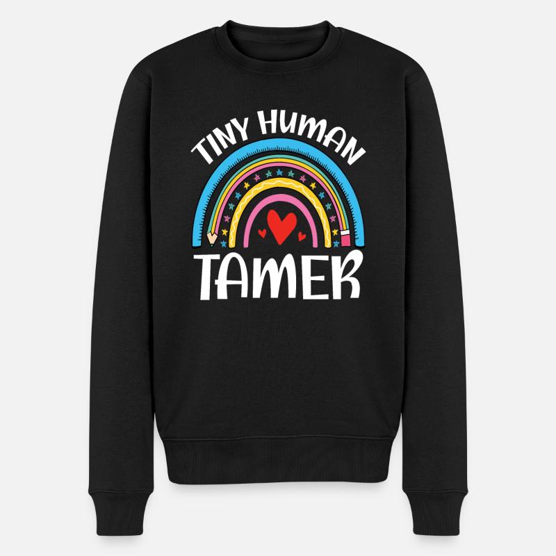 Teacher Tiny Human Tamer - Männer Premium Bio Pullover - Schwarz