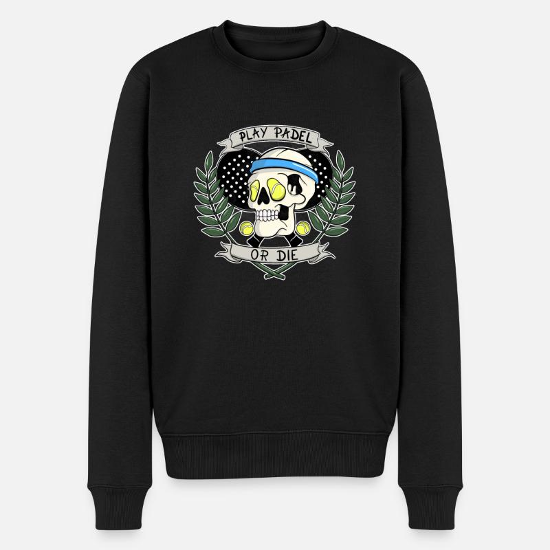 Play Padel Or Die cooler Padel Totenkopf Bällen - Männer Premium Bio Pullover - Schwarz