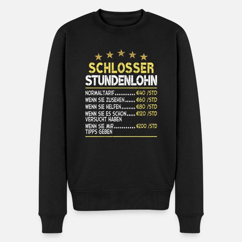 Schlosser Stundensatz Stundenlohn - Männer Premium Bio Pullover - Schwarz