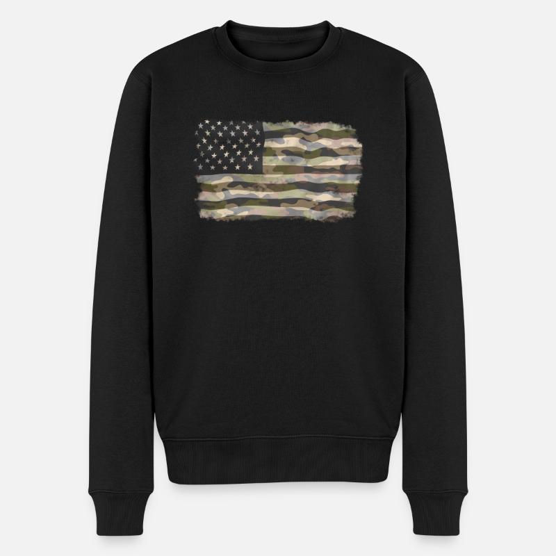 Drapeau américain en motif camouflage - Pull Premium bio Homme - noir