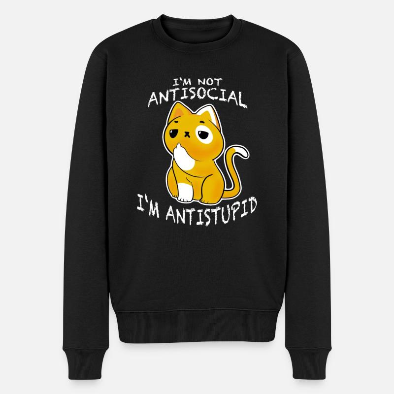 i´m not antisocial i´m antistupid sarkastische - Männer Premium Bio Pullover - Schwarz
