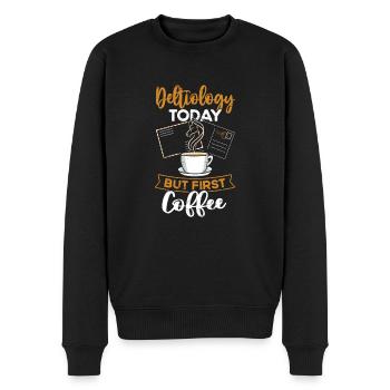 Deltiology café Deltiologist collectionneur de cartes postales - Pull Premium bio Homme - noir - Devant - Nico (187cm)
