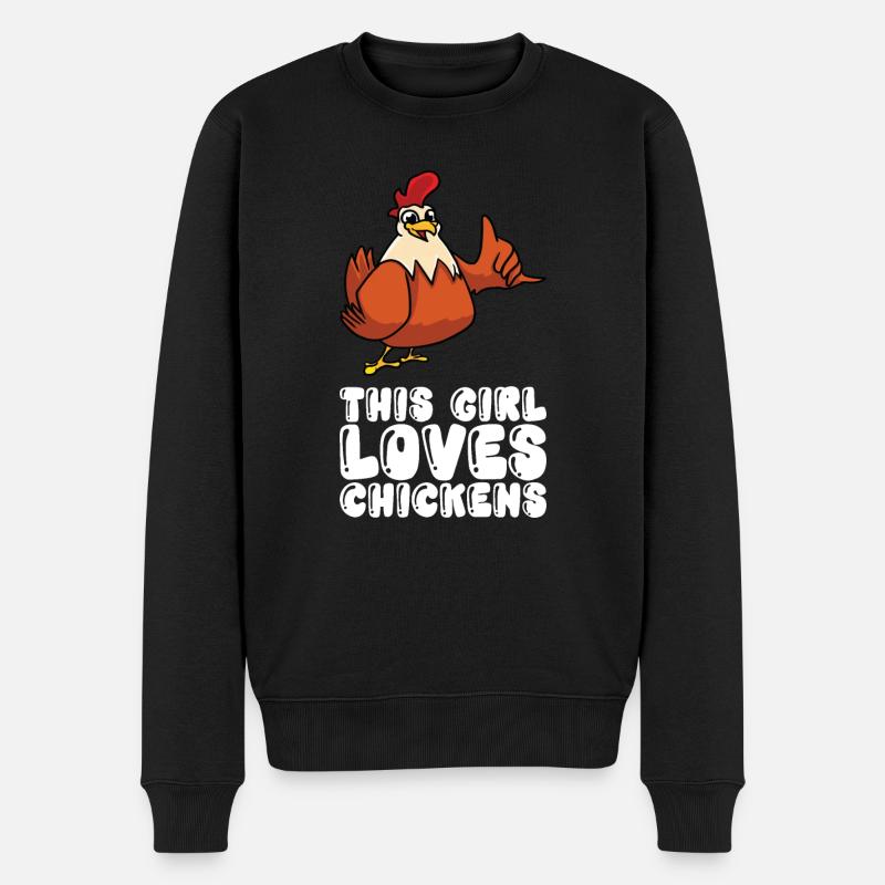 Cette fille aime les poulets - Pull Premium bio Homme - noir