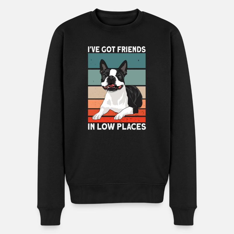 Boston Terrier Hund - Männer Premium Bio Pullover - Schwarz