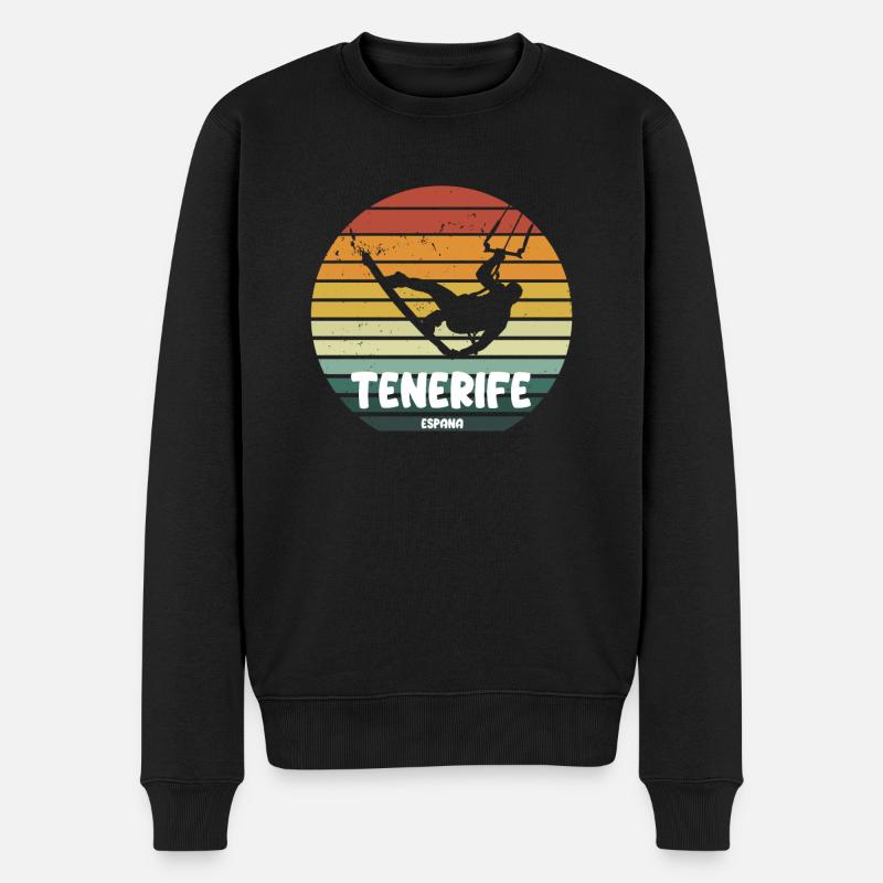 Teneriffa Spanien Kitesurfing Wassersport Design - Männer Premium Bio Pullover - Schwarz