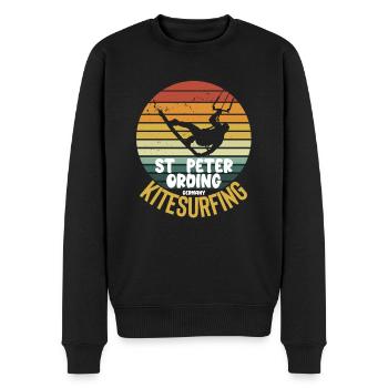 St. Peter Ording Kitesurfing Wassersport Design - Männer Premium Bio Pullover - Schwarz - Vorne - Nico (187cm)