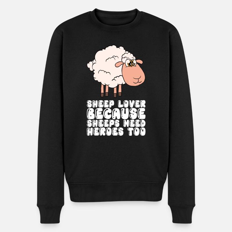 Les amoureux des moutons parce que les moutons ont aussi besoin de héros - Pull Premium bio Homme - noir