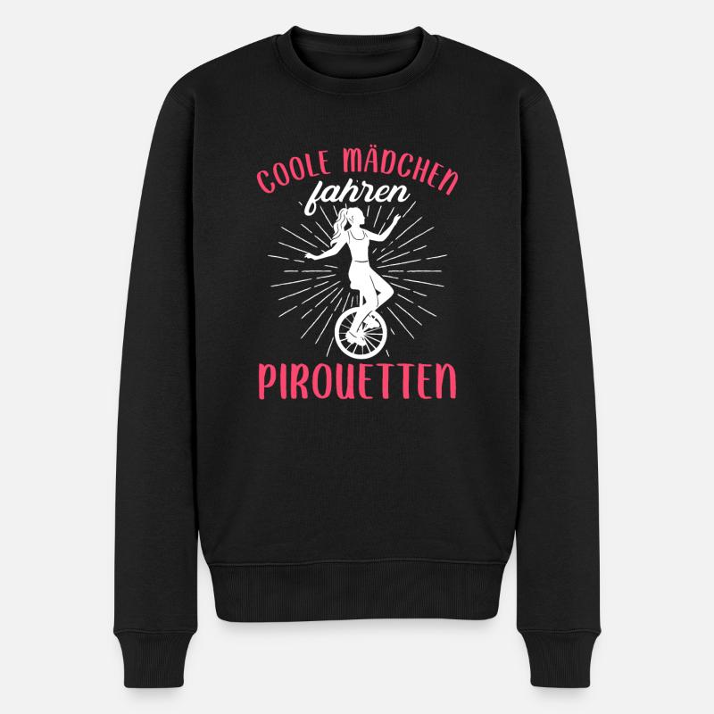 Coole Mädchen fahren Pirouetten Einrad - Männer Premium Bio Pullover - Schwarz